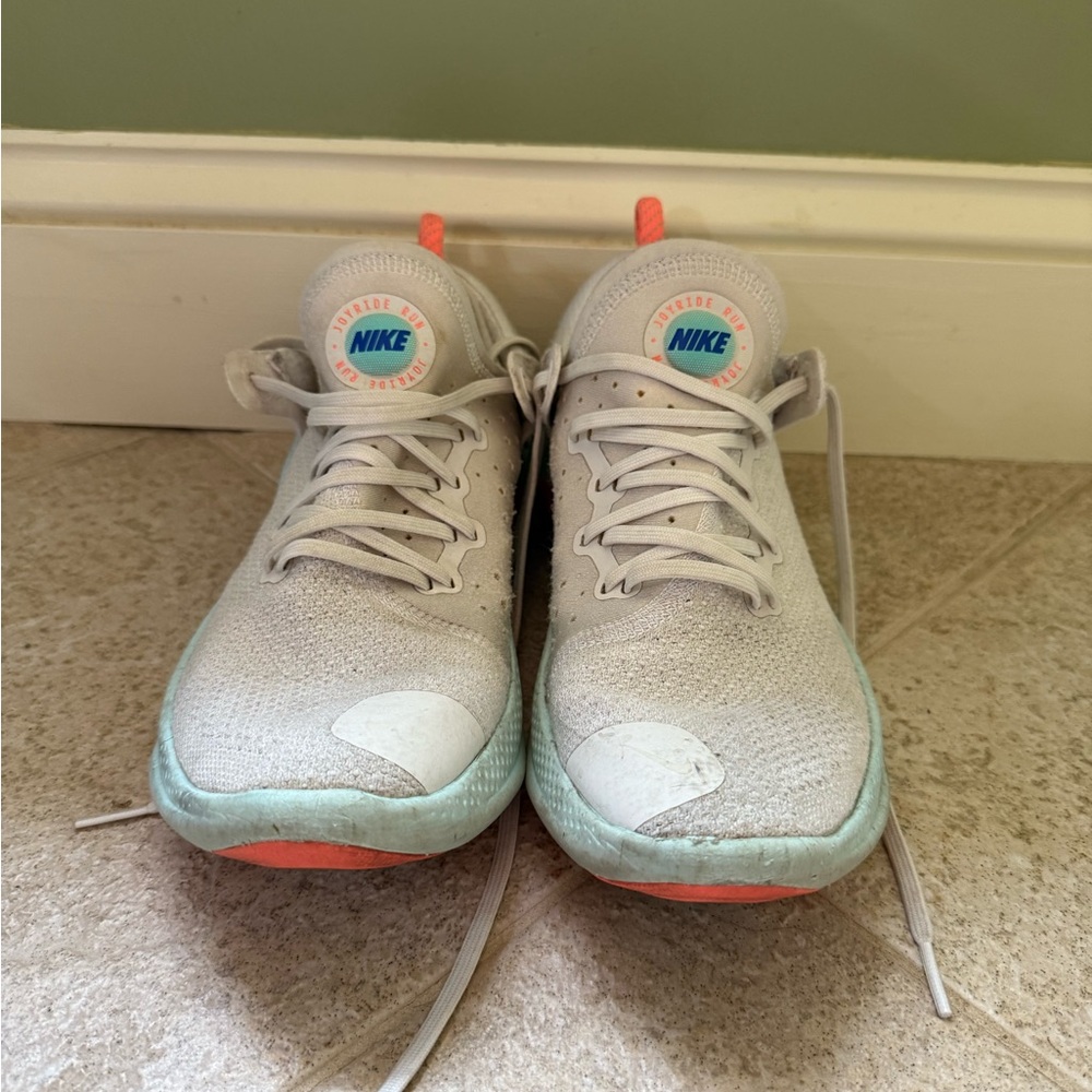 Nike Kids Sneakers - Gray and Teal with Orange Accents
